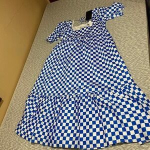 En Saison blue/white checkered dress NWT women S. SKU-A147#summerdress #feminine
